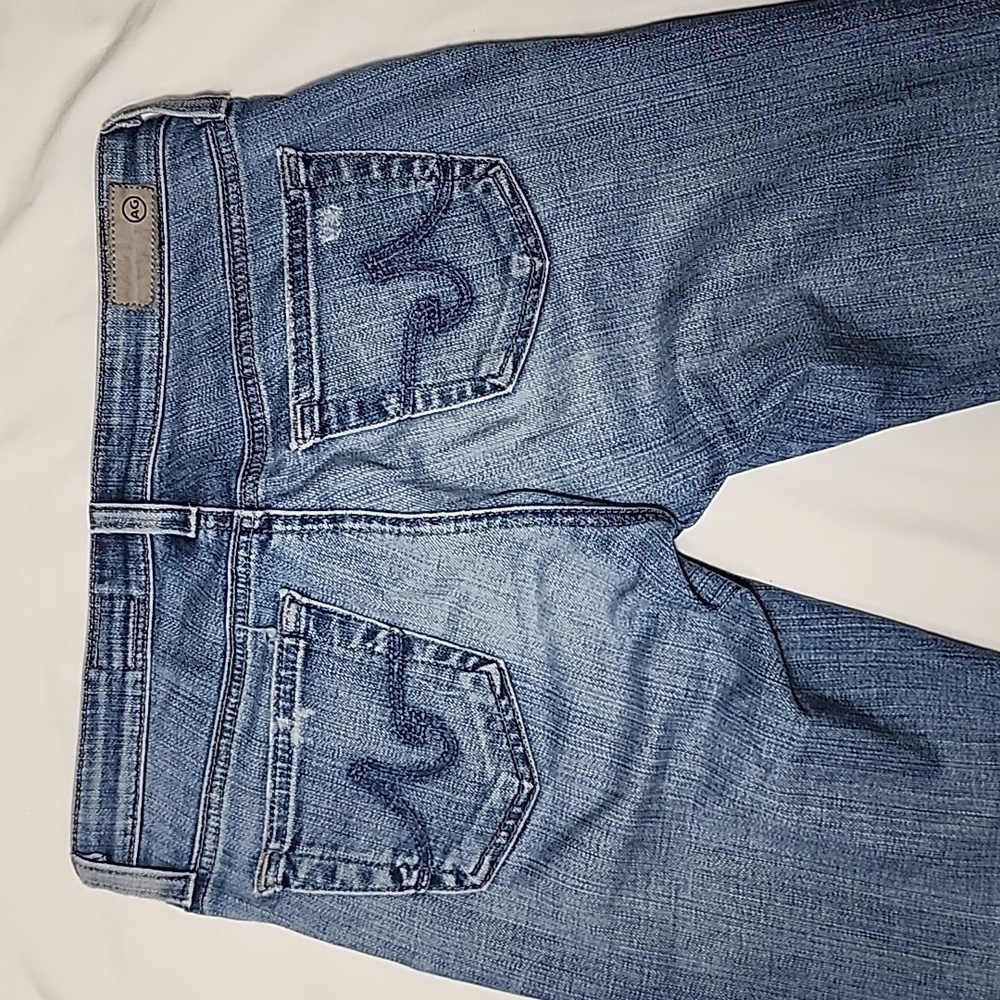Ag Adriano Goldschmied Stevie cuff jeans Slim Straight cuffed Sz 25 Medium Wash - Picture 12 of 14